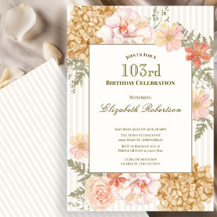 Herfstkleuren Bloemige 103e Verjaardagsuitnodiging Kaart
