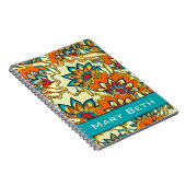 Herfstkleuren Bloempatroon met Naam Notitieboek (Rechterzijde)