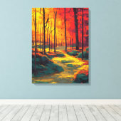 herfstkleuren bosschilderij canvas afdruk (Insitu (Houten vloer))