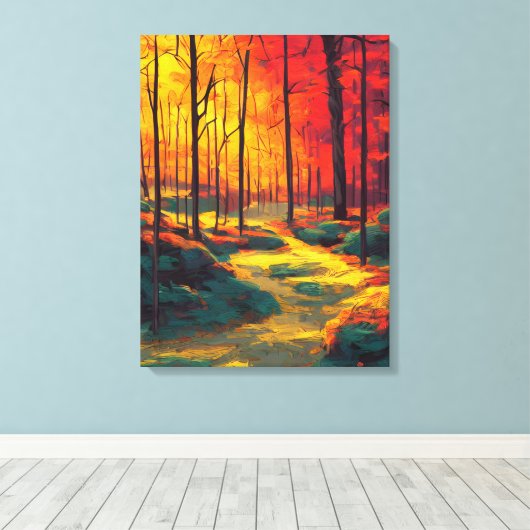 herfstkleuren bosschilderij canvas afdruk (Insitu (Houten vloer))