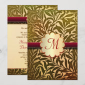 Herfstkleuren elegante bruiloft monogram uitnodigi kaart (Voorkant / Achterkant)