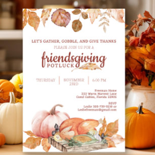 Herfstkleuren Friendsgiving Thanksgiving Diner Kaart