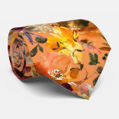 Herfstkleuren Gele Perzikrozen Bloemendash Heren D Stropdas (Opgerold)