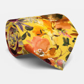Herfstkleuren Gele Perzikrozen Bloemendassen strop Stropdas (Opgerold)
