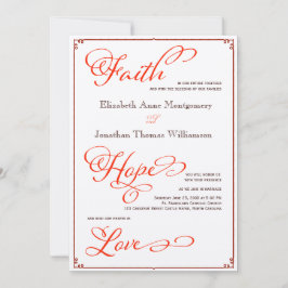 Herfstkleuren Geloof Hoop Liefde Bruiloft Uitnodig Kaart