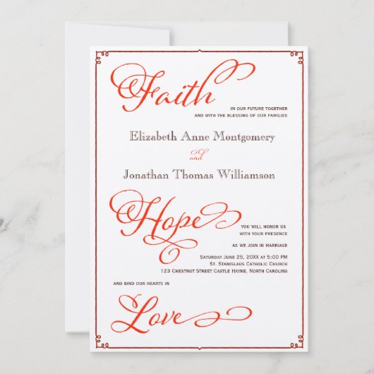 Herfstkleuren Geloof Hoop Liefde Bruiloft Uitnodig Kaart (Voorkant)