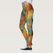 Herfstkleuren, geometrische grunge verf abstract leggings (Links)