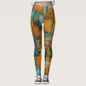 Herfstkleuren, geometrische grunge verf abstract leggings (Voorkant)