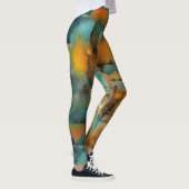 Herfstkleuren, geometrische grunge verf abstract leggings (Rechts)