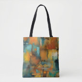 Herfstkleuren, geometrische grunge verf abstract tote bag (Voorkant)