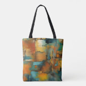 Herfstkleuren, geometrische grunge verf abstract tote bag (Achterkant)