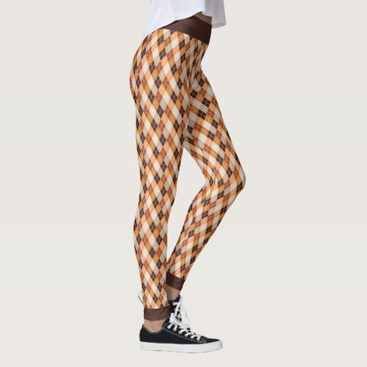 Herfstkleuren geruite leggingen leggings (Rechts)