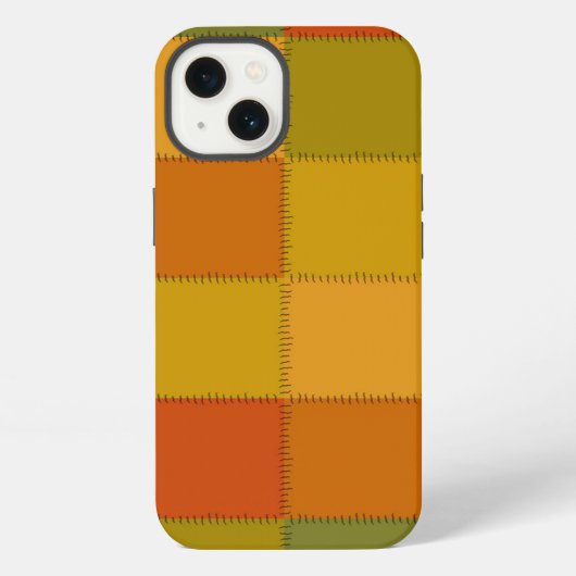 Herfstkleuren gewatteerde patchwork iPad case iPhone Hoesje (Achterkant)