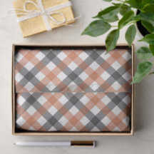 Herfstkleuren Gingham Tissuepapier