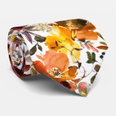Herfstkleuren Goud Perzik Rozen Bloem Stropdas (Opgerold)