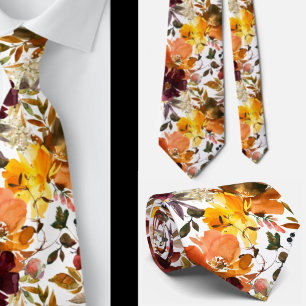 Herfstkleuren Goud Perzik Rozen Bloem Stropdas