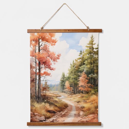 Herfstkleuren in het Bossen Trees Path Hangend Wandkleed (Voorkant)