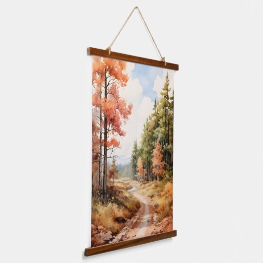 Herfstkleuren in het Bossen Trees Path Hangend Wandkleed (Gebogen)
