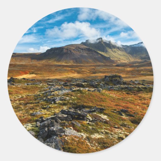 Herfstkleuren in het landschap ronde sticker (Voorkant)