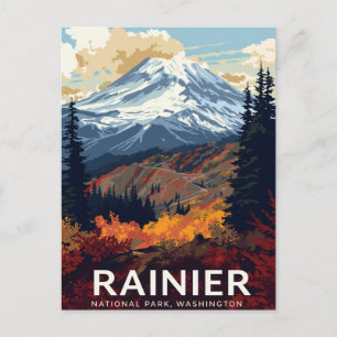 Herfstkleuren in Nationaal Park Mt Rainier Briefkaart