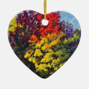 Herfstkleuren in Roods Paars Oranje Geel Keramisch Ornament