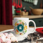 Herfstkleuren Leafs Circle, Aangepast Monogram Mok