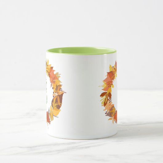 Herfstkleuren Leafs krans illustratie Mok (Midden)