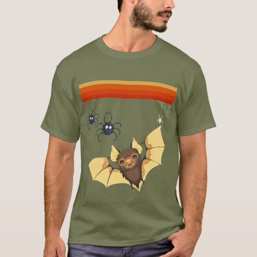 Herfstkleuren, Leuke vleermuis, Spinnen, Cobweb Ha T-shirt (Voorkant)