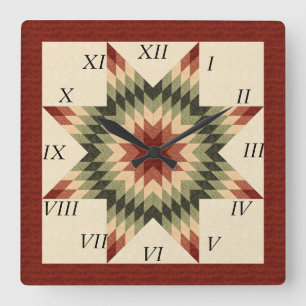 Herfstkleuren Lone Star Quilt Ontwerp Vierkante Klok