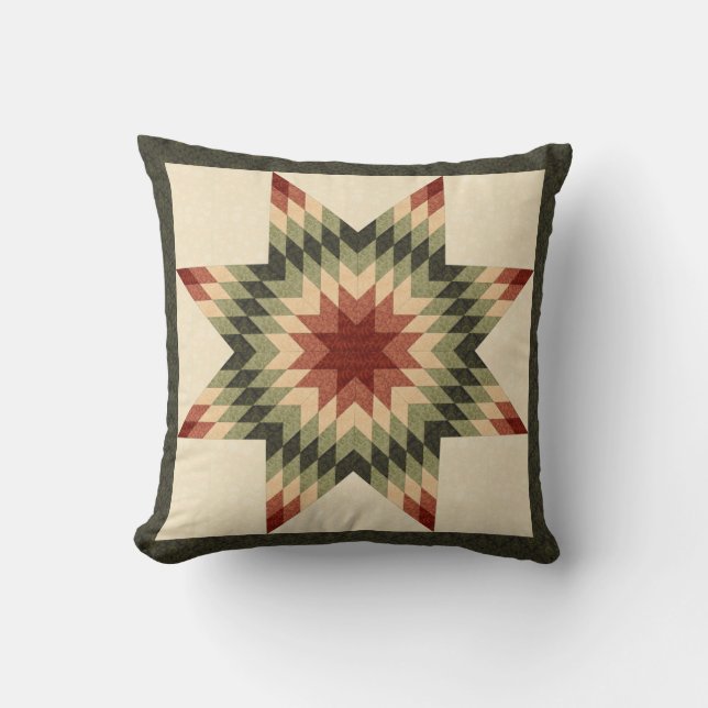Herfstkleuren Lone Star Quilt Uiterlijk Kussen (Voorkant)