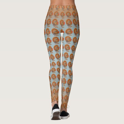 Herfstkleuren Mannelijke Kalkoenen Fanned tail Bla Leggings (Achterkant)