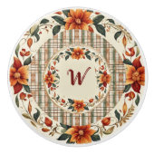 Herfstkleuren Monogram  Keramische Knop (Voorkant)
