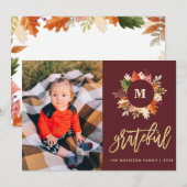 herfstkleuren monogram Thanksgiving vakantiefoto Feestdagenkaart (Voorkant / Achterkant)