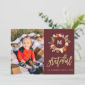 herfstkleuren monogram Thanksgiving vakantiefoto Feestdagenkaart (Staand voorkant)