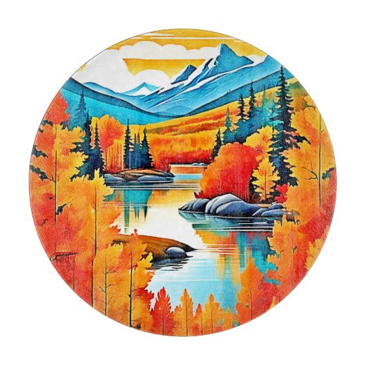 Herfstkleuren Mountain Uitzicht Snijplank (Voorkant)