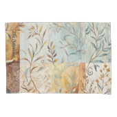 Herfstkleuren Patchwork Pattern Gold Abstract Blau Kussensloop (Voorkant-Links)