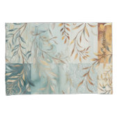 Herfstkleuren Patchwork Pattern Gold Abstract Blau Kussensloop (Voorkant-Rechts)