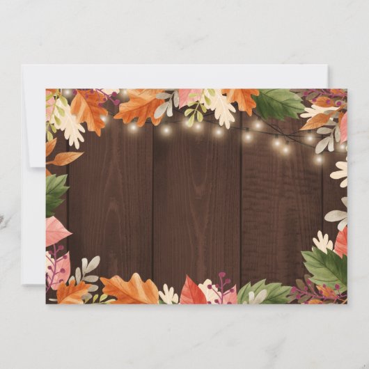 Herfstkleuren rustiek houten Thanksgiving diner Kaart (Achterkant)