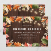 Herfstkleuren rustiek houten Thanksgiving diner Kaart (Voorkant / Achterkant)