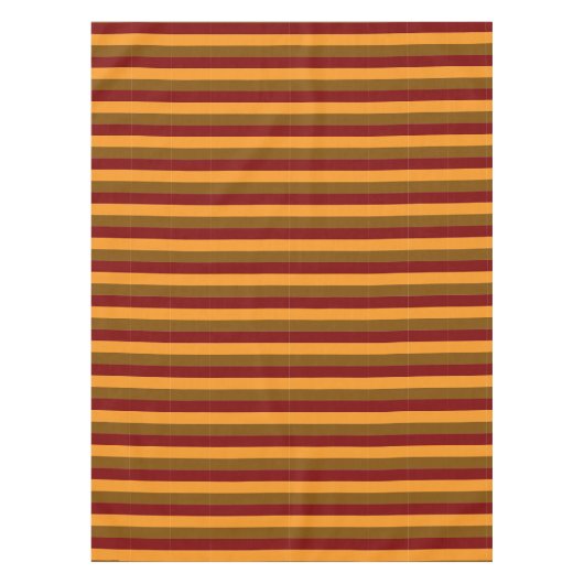 Herfstkleuren Sinaasappel Maroon Bruin Gestreept Tafelkleed (Voorkant)