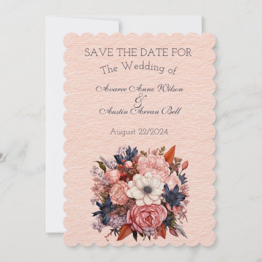Herfstkleuren Sinaasappel Zwart Bloemen Bruiloft B Save The Date (Voorkant)