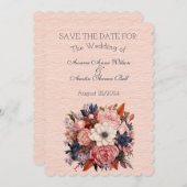 Herfstkleuren Sinaasappel Zwart Bloemen Bruiloft B Save The Date (Voorkant / Achterkant)