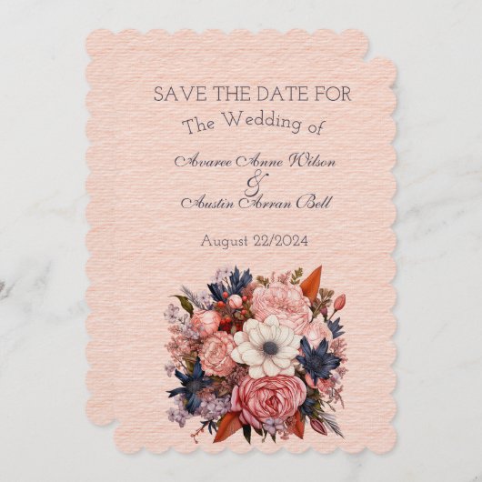 Herfstkleuren Sinaasappel Zwart Bloemen Bruiloft B Save The Date (Voorkant / Achterkant)