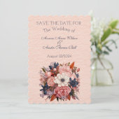 Herfstkleuren Sinaasappel Zwart Bloemen Bruiloft B Save The Date (Staand voorkant)