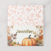 Herfstkleuren Thanksgiving Diner Plaatskaartje (Buitenkant ongevouwen)