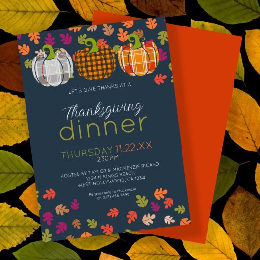 Herfstkleuren Thanksgiving Dinner Party Feestdagenkaart