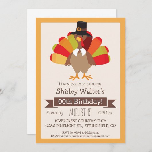 Herfstkleuren Thanksgiving Turk Verjaardagsfeest v Kaart (Voorkant / Achterkant)