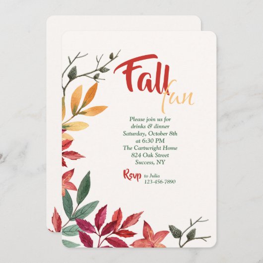 Herfstkleuren Uitnodiging (Voorkant / Achterkant)