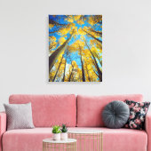 Herfstkleuren van Espenbomen 2 Canvas Afdruk (Insitu (Woonkamer))