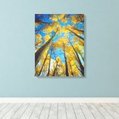 Herfstkleuren van Espenbomen 2 Canvas Afdruk (Insitu (Houten vloer))